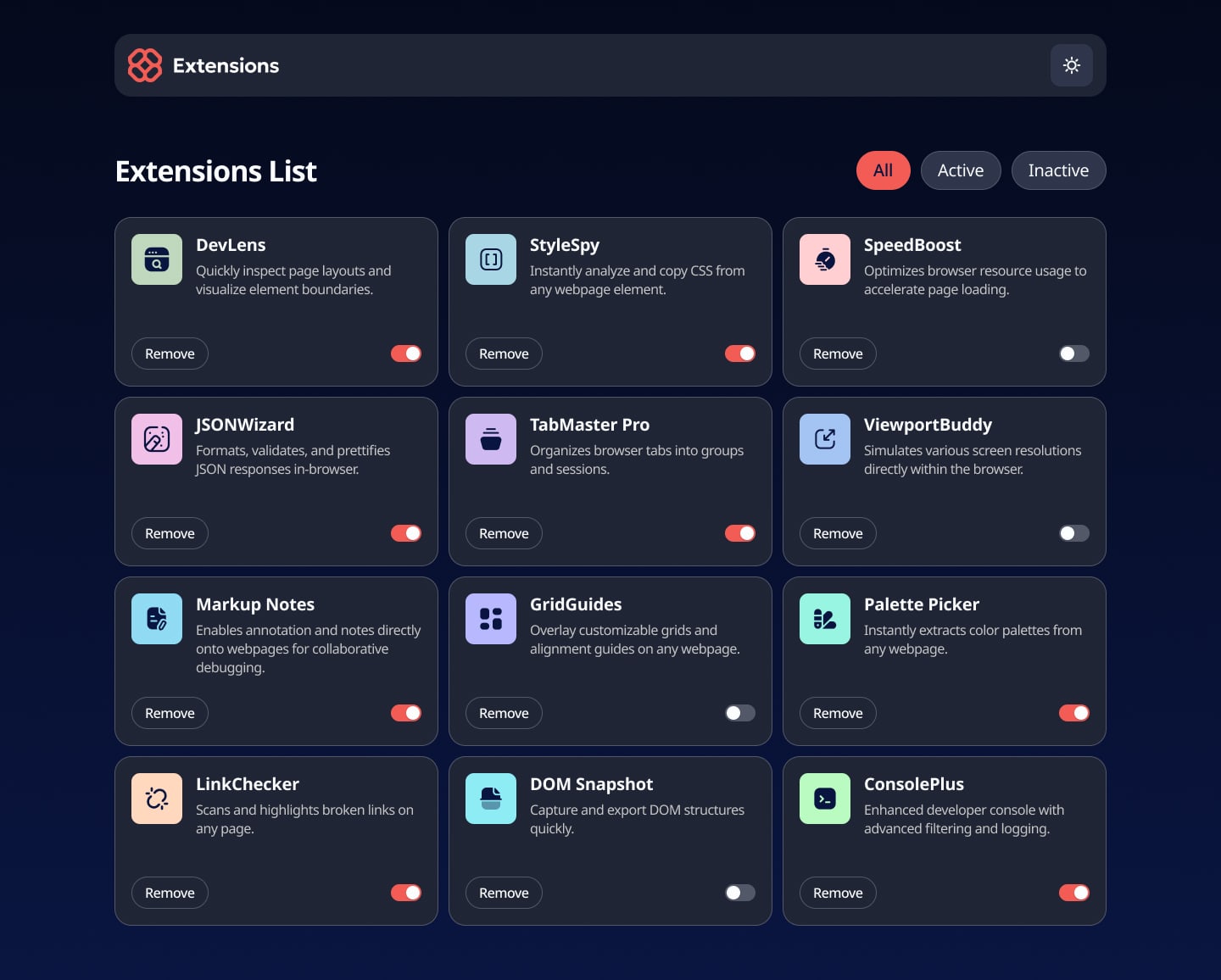 Browser Extensions Manager UI image